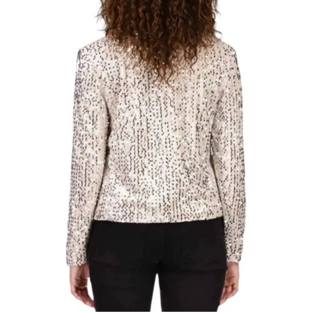NEW Sanctuary All Night Flock Sequin Blazer Color Champagne New Years Holiday M - Image 2