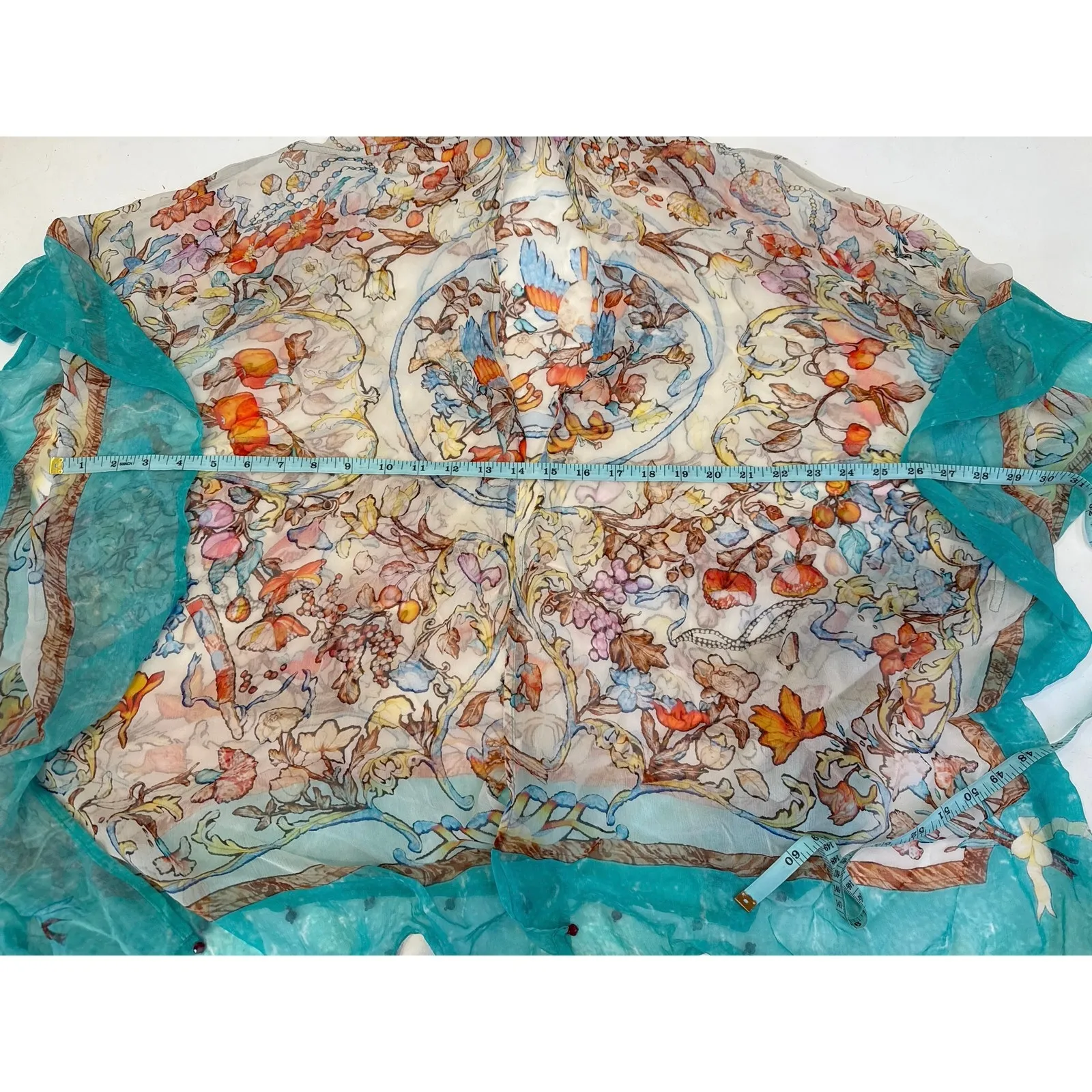Soft Surroundings Sheer Open Front Flowy Jacket/Tunic:Cover Up Beaded Hem Sz S/M - Image 10