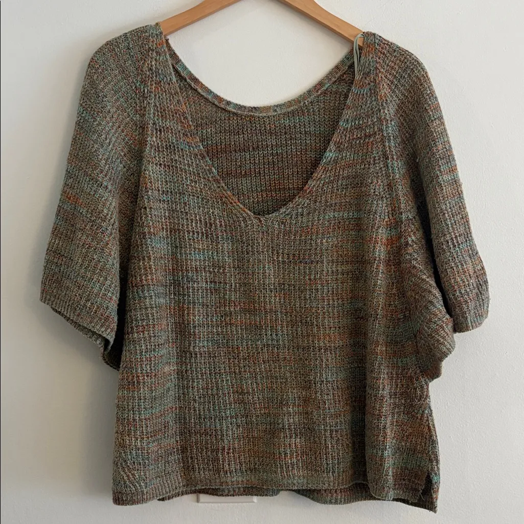 A by Anthropologie Drop Shoulder Short Sleeve Knit Sweater Women’s Size Large - Image 2