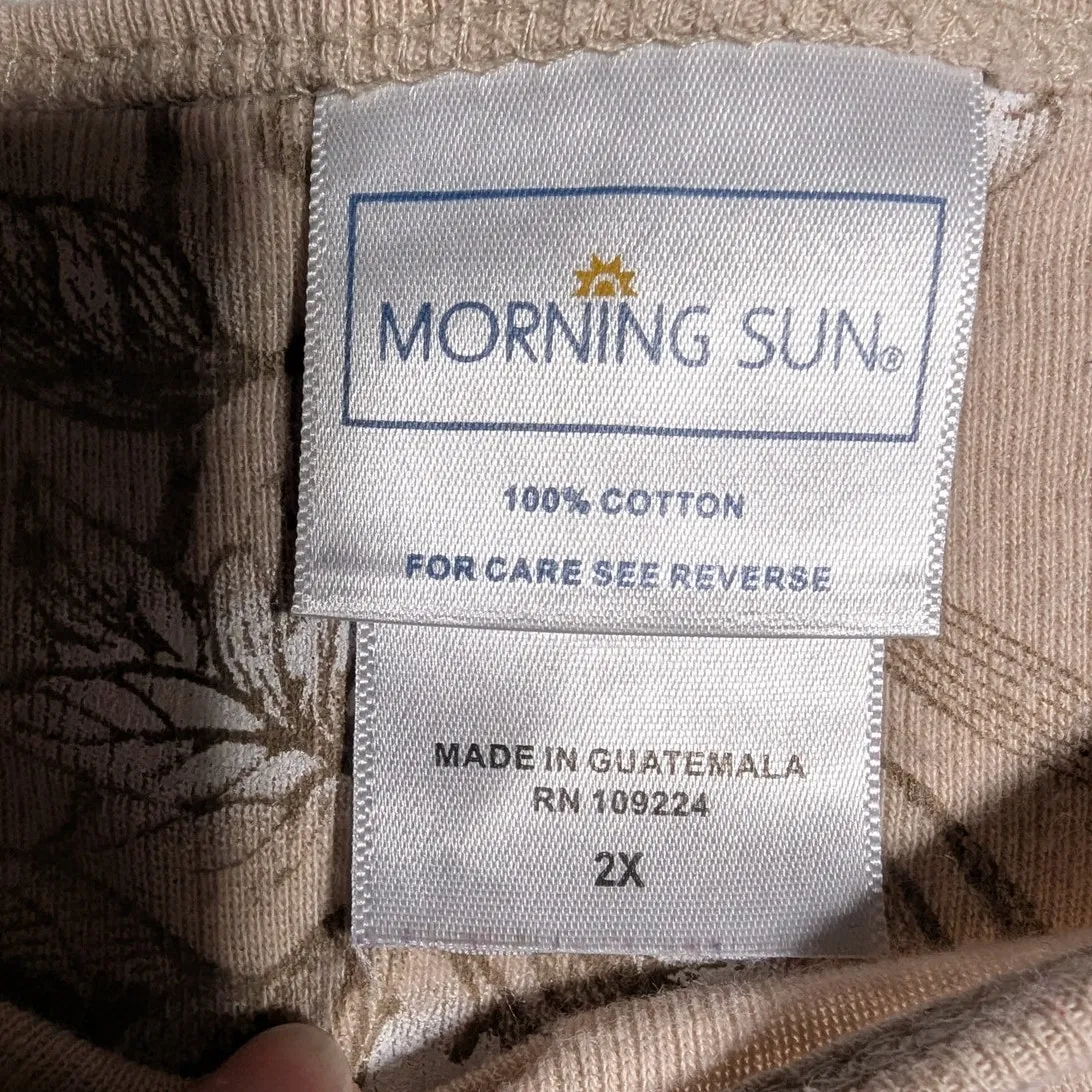 Vtg Y2K Morning Sun Beige Kitten Butterfly Rhinestone Embellished Top Sz 2X Tan - Image 5