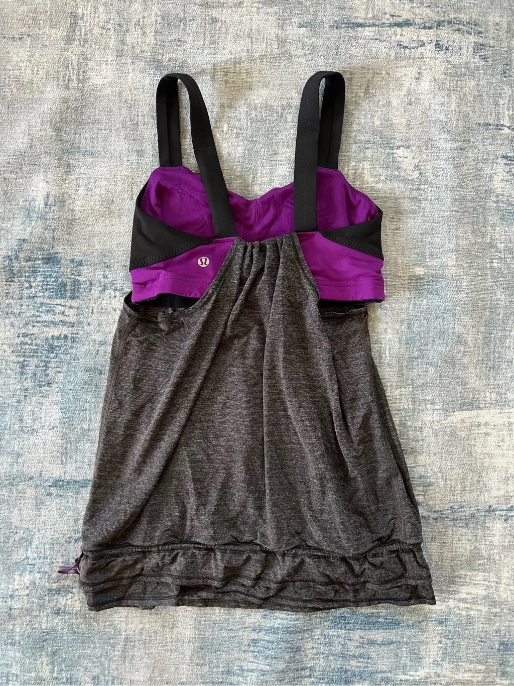 Lululemon Luluemon Black Gray Tender Violet Run Back On Track Tank Top Size 4 - Image 4