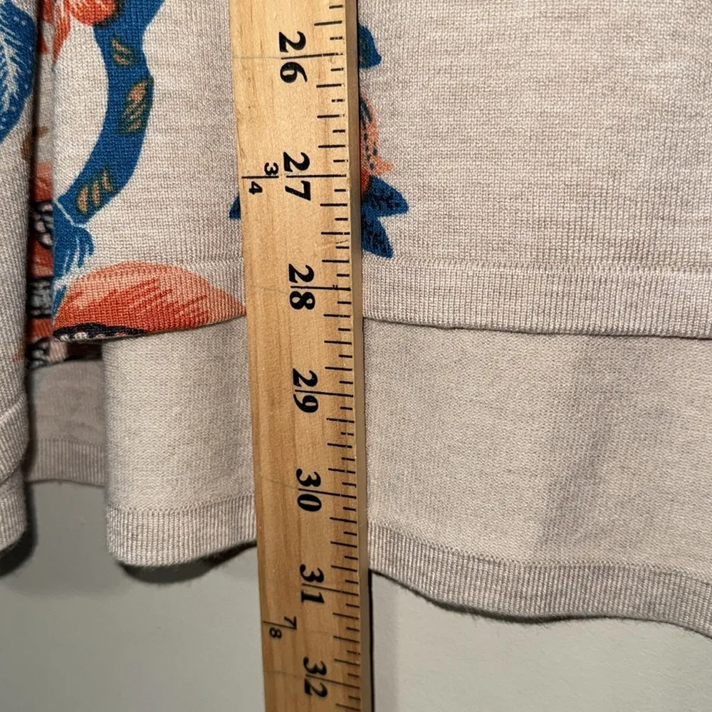 Chico’s size 3 (XL) pullover sweater floral crew neck pullover Heather oatmeal - Image 2
