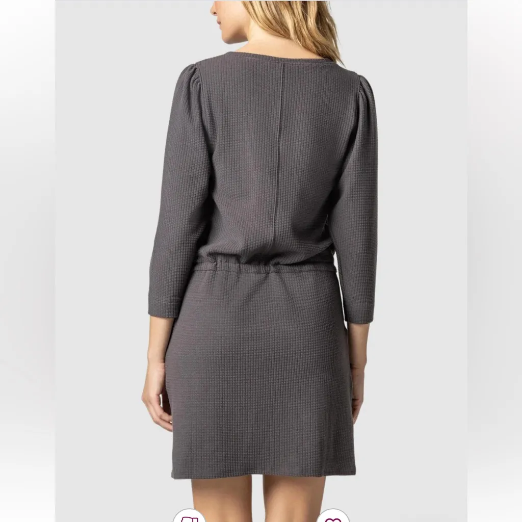 LILLA P Gray Long Sleeve Waffle knit Dress NEW Size SMALL - Image 2