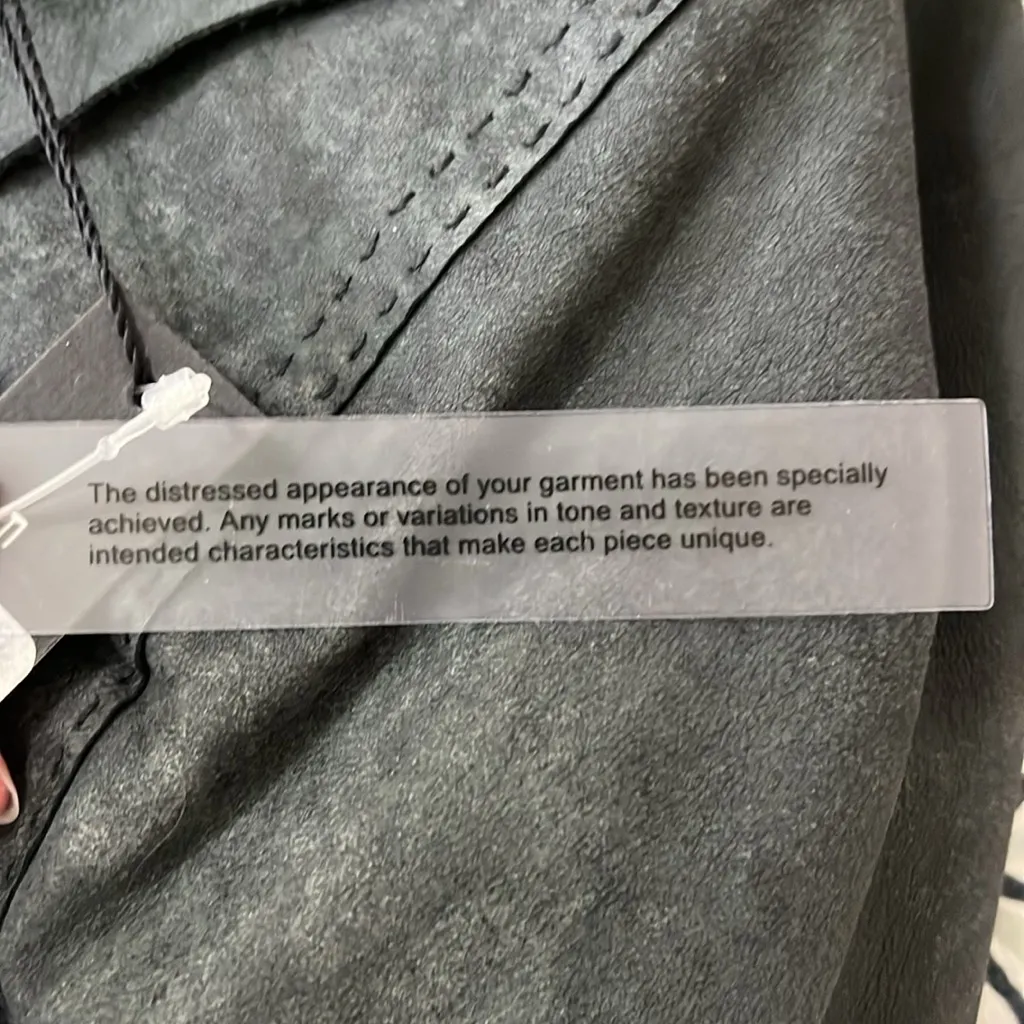 Elie Tahari New Lambskin Leather Distressed Sally Jacket Size Large in Black - Image 5