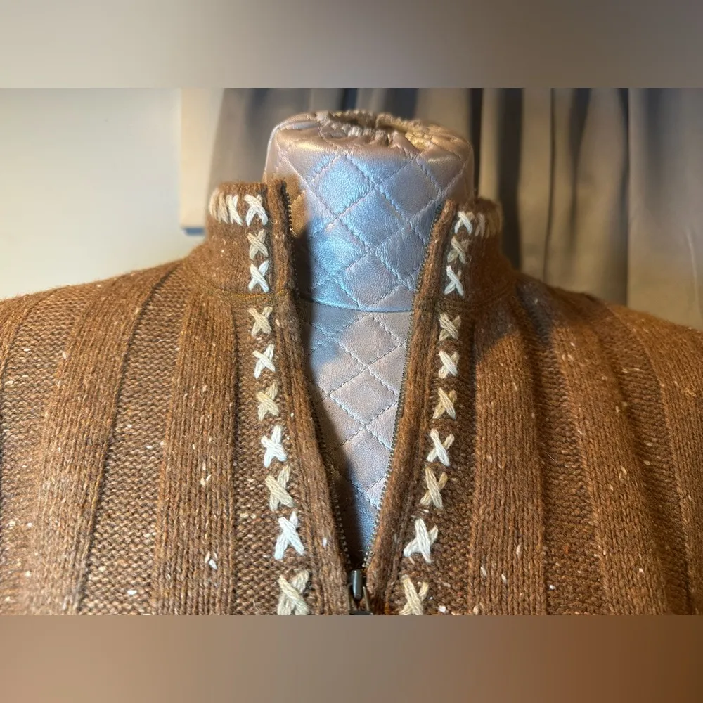 Woolrich Wmn's 1/4 Zip Long Sleeve Pullover Sweater Dark Clove Fleck Sz L Petite - Image 3