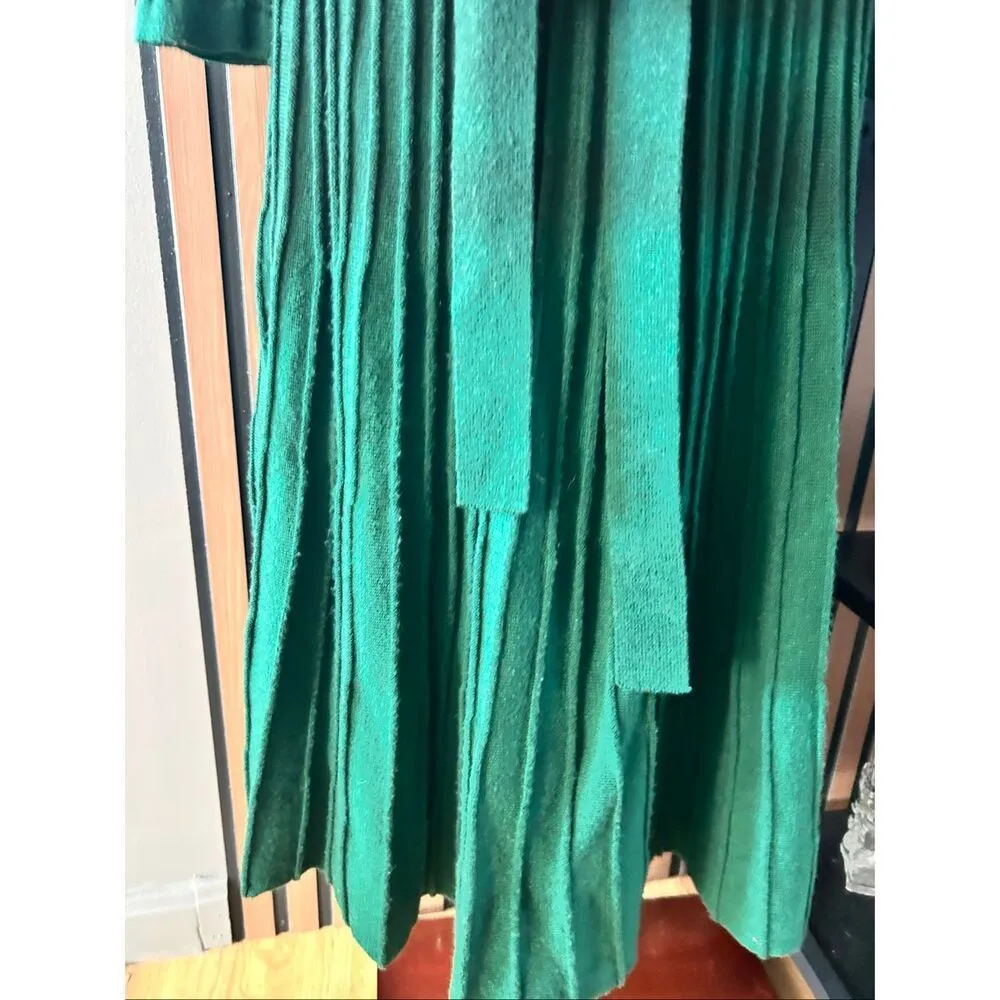 FINCATI Women Dresses Audrey Spring Autumn Belt Fitted Long cashmere & wool blen Green Size M - Image 5