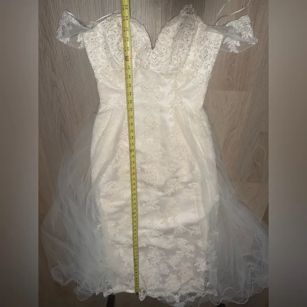 Maggie Sottero Off The Shoulder Beaded Wedding Gown with Lavender Train White Size XS - Image 12