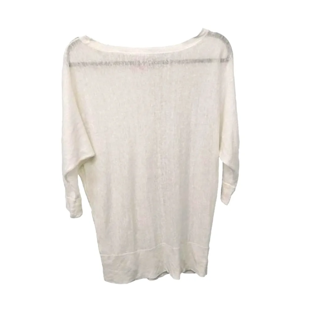 Lilly Pulizter Linen Boat Neck 3/4 Sleeve Dolman Knit Top Womens Size XS White - Image 2