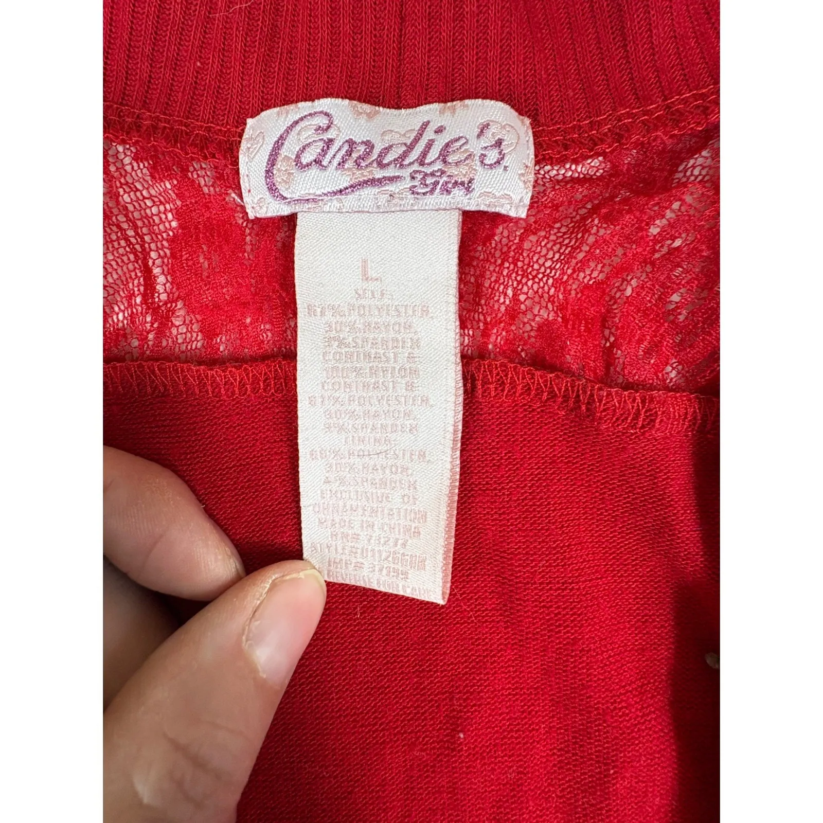 Candies Girl Red Glitter Lace Trim Dolman Sleeve Shrug Bolero Cardigan Top L Size L - Image 4