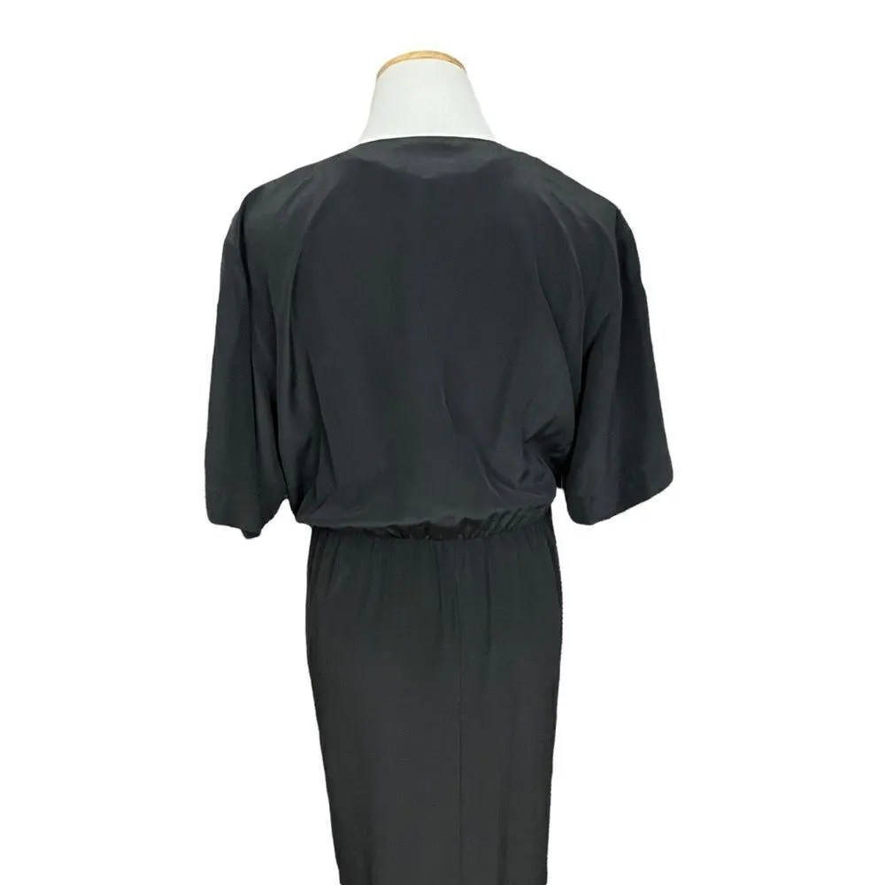 Vintage 80’s does 40’s Ambria Black Silk Wiggle Dress 14 Black - Image 3