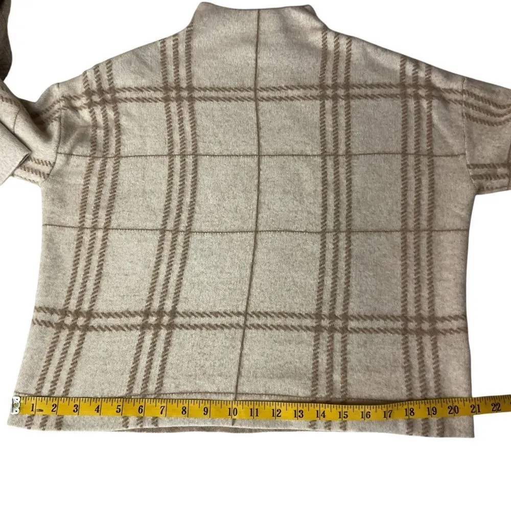 Tahari Women's Plaid Mock Neck Sweater Top Knit Long Sleeve Pullover Size M - Image 8