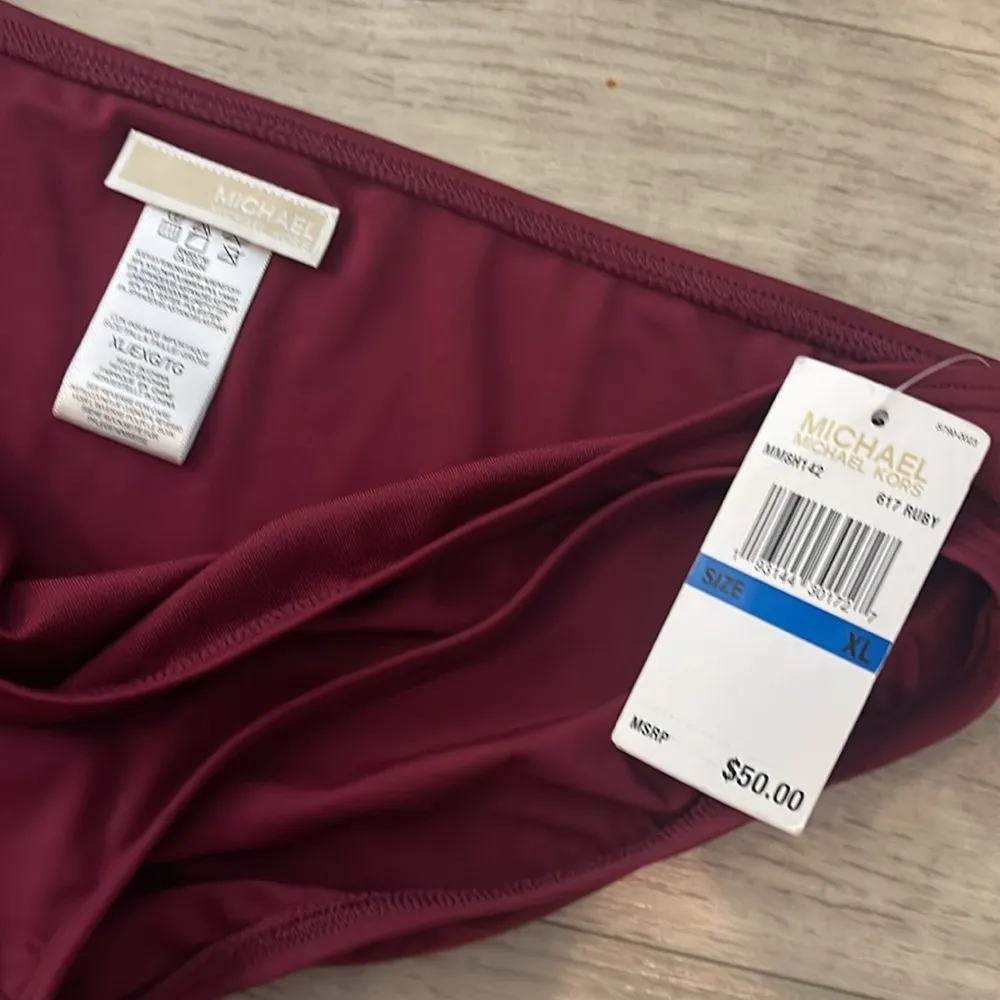 Michael Kors Red burgundy Bikini Swimwear bottoms NWT xl - Image 2