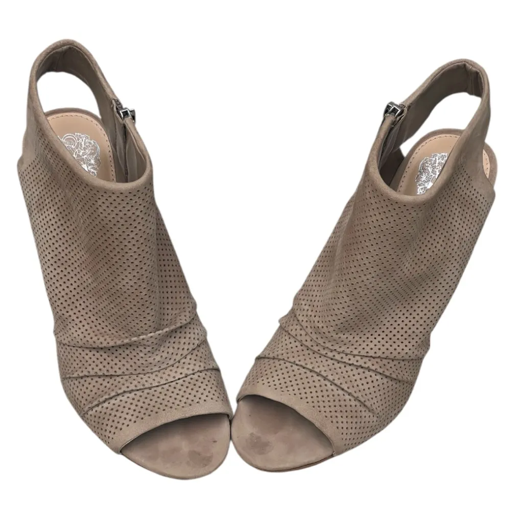 Vince Camuto Kentvi‎ Peep Toe Booties Sandals Women’s 8M Tan Cut Out Heels Zip Size 8 - Image 7