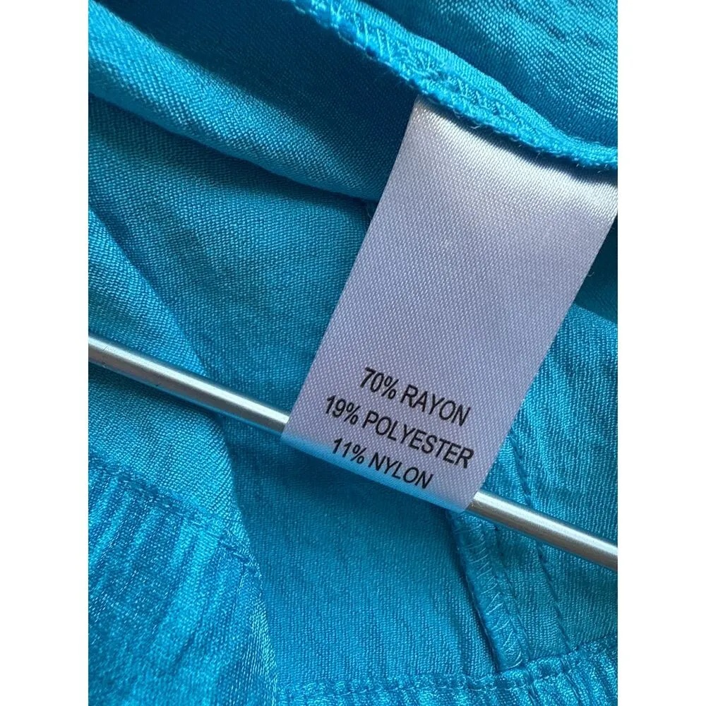 GUMP'S San Francisco Button Front Blouse in Bright Blue Size Large - Image 6