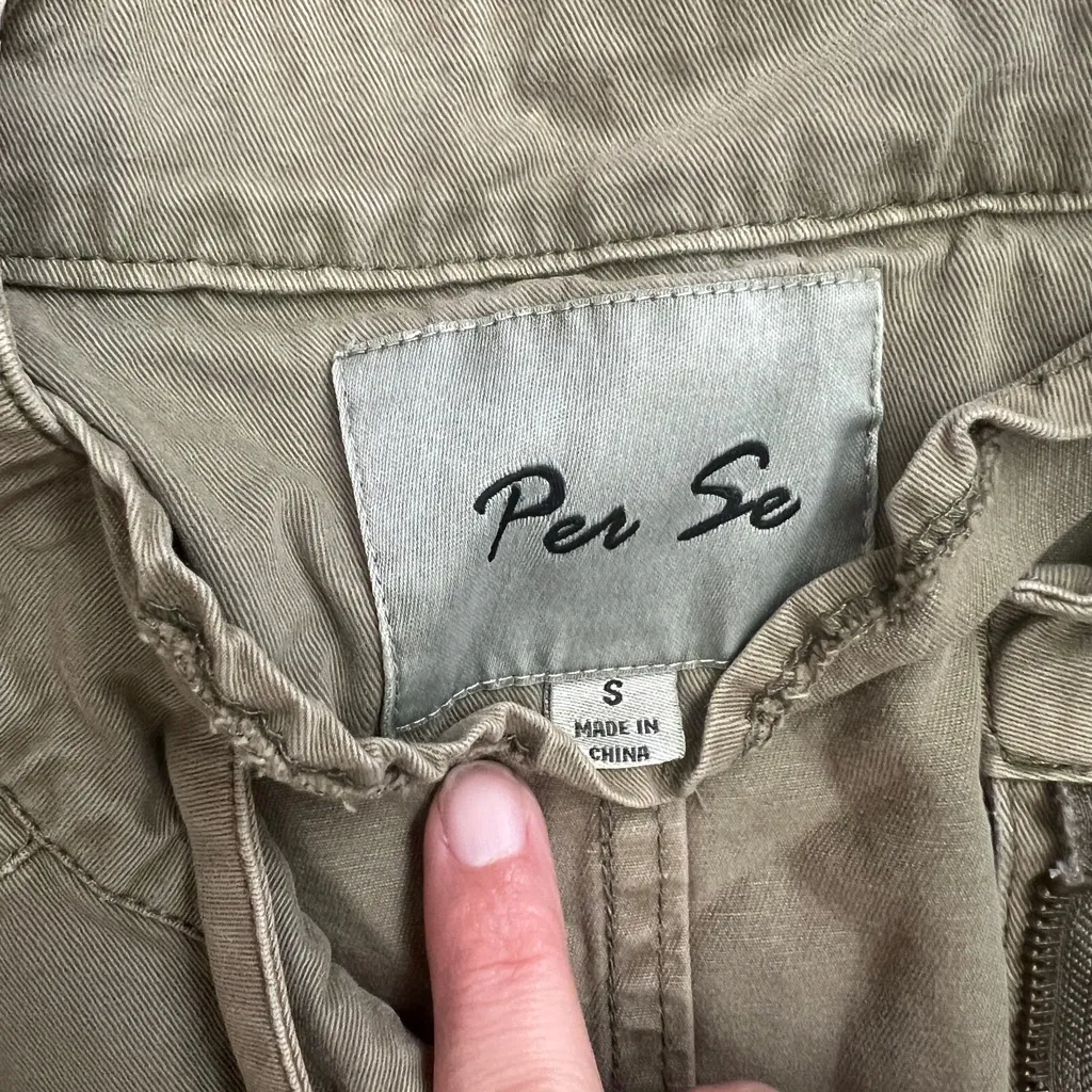 Per Se  Khaki Utility Jacket army green size small - Image 12