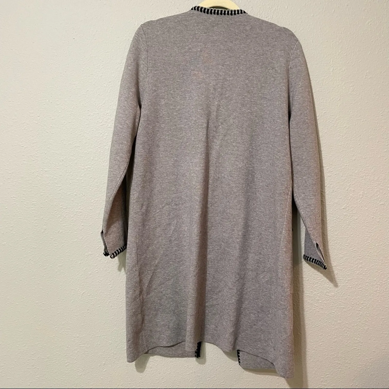 Magaschoni Grey Open Front Long Line Cardigan Sweater Duster Womens M Coatigan - Image 5