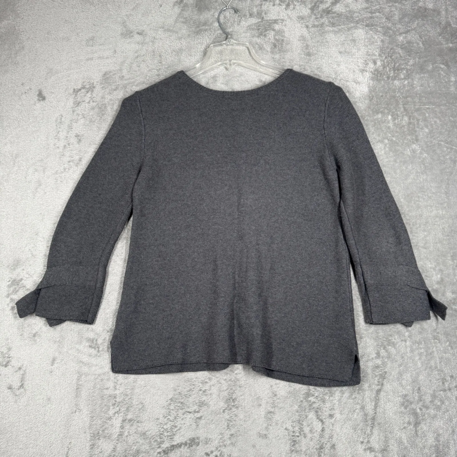 Habitat Button Front Cardigan Gray Knit Cuff Detail Career Neutral Casual Size S - Image 3