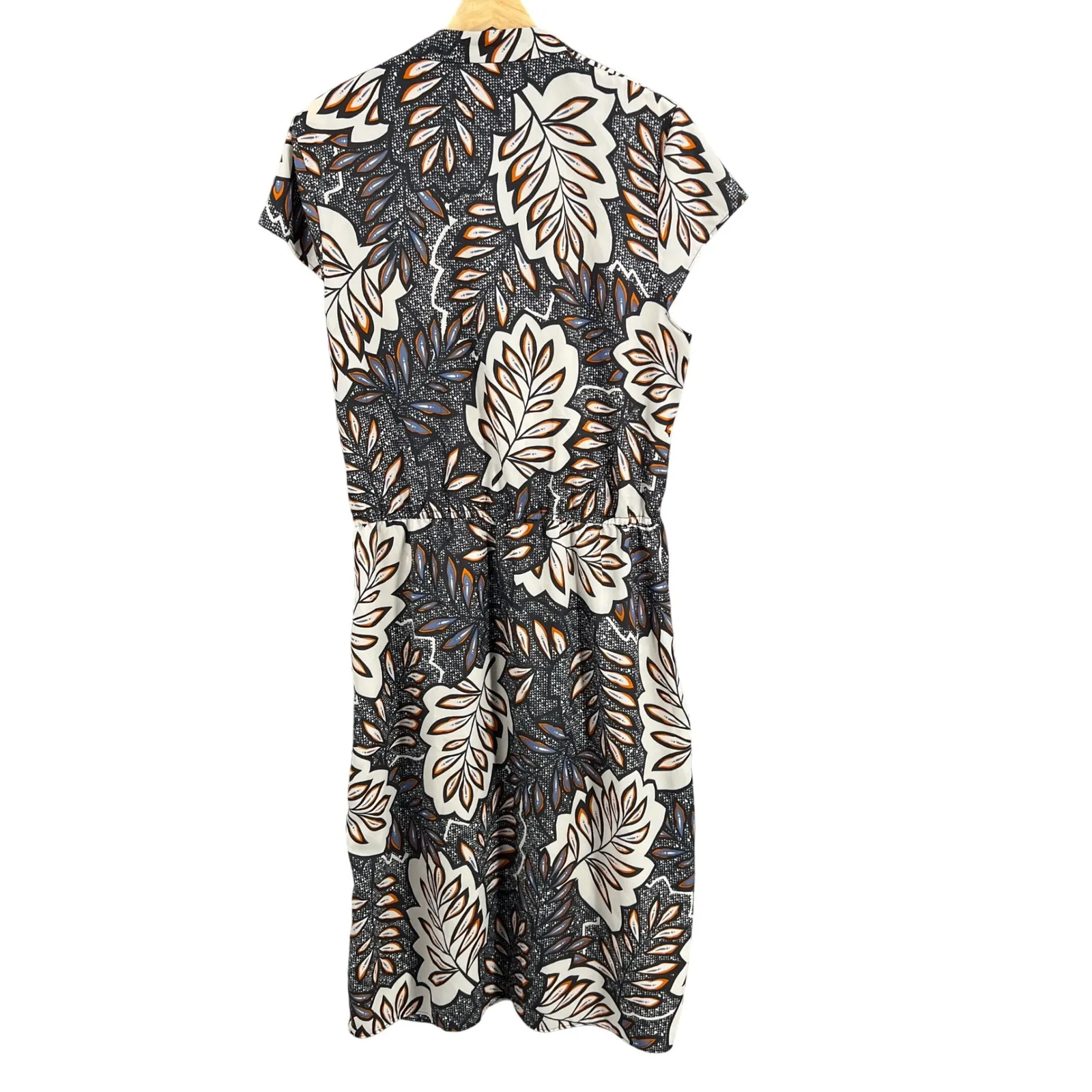 Long Tall Sally Women's Dress US 14 Leaf Print Short Sleeve Casual Black - Image 4