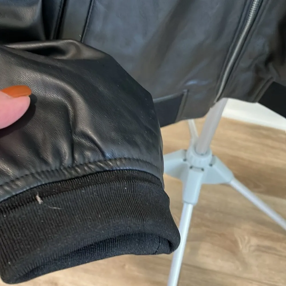 And Now This faux leather bomber jacket pockets EUC Black Size undefined - Image 4