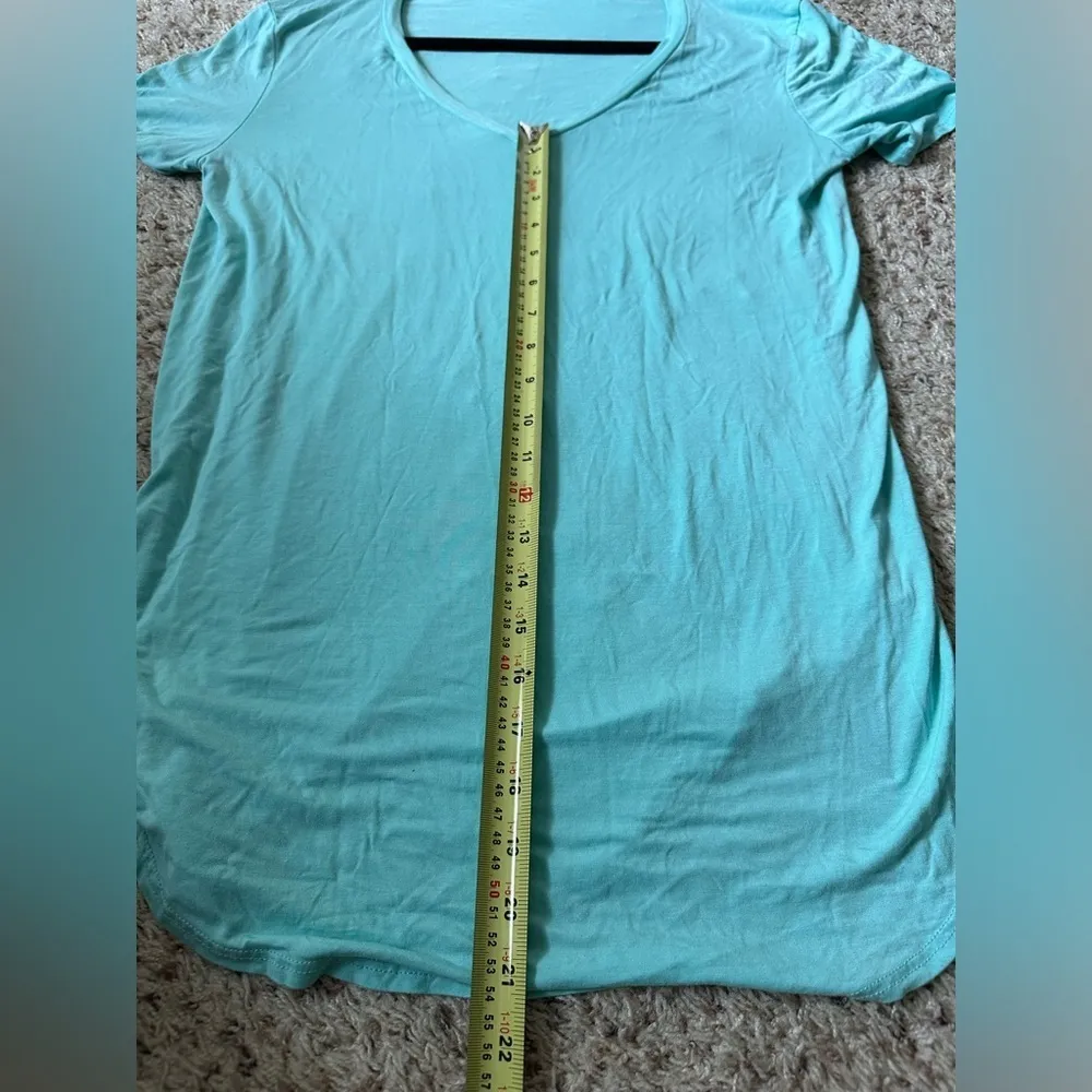 Emma's Closet Women's Teal V Neck Tunic Blouse Short Sleeve Medium - Image 4