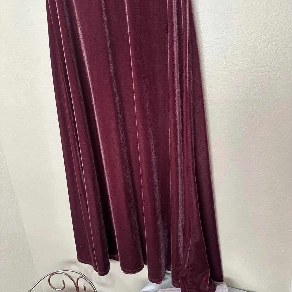 Taylor Sz 10 Midi Dress womens Purple Plum Velvet Empire Waist Flutter Sleeves - Image 4