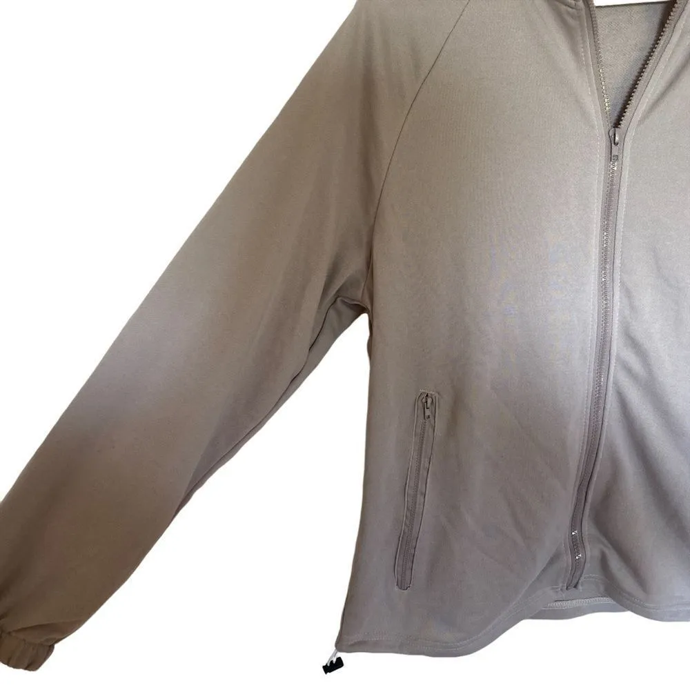 Kay Unger NEW tan full zip jacket with media pocket LARGE - Image 2