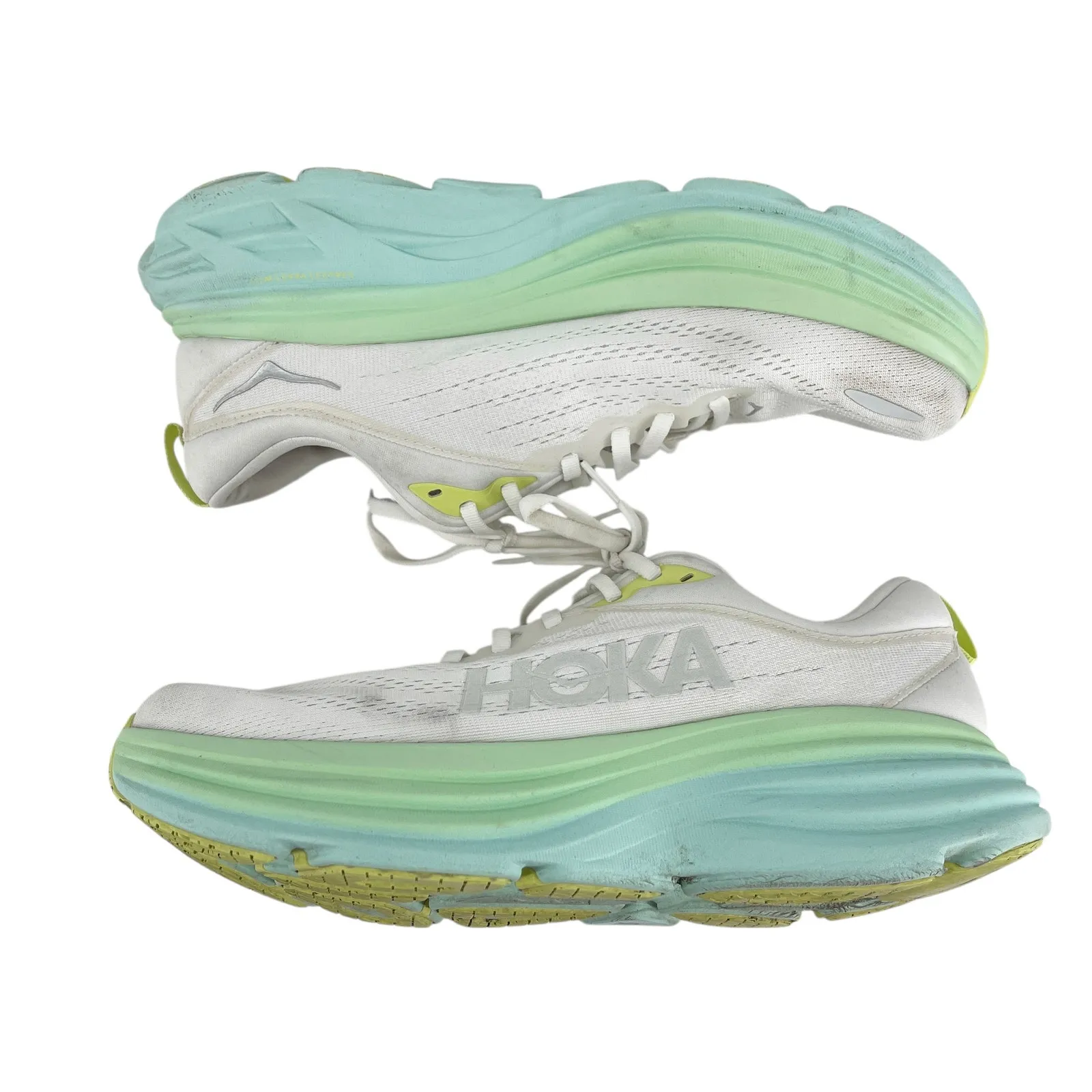 Hoka Womens Bondi 8 Running Sneaker Shoe Size 11 Blanc/Sunlit Ocean Active - Image 2