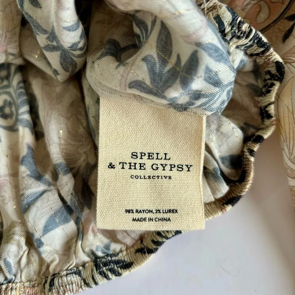 Spell & The Gypsy Pearl Oasis Off the Shoulder Cropped Floral Blouse Size Small - Image 6