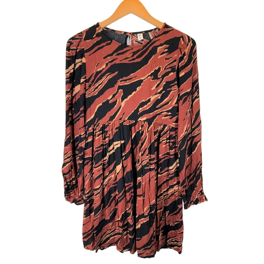 BP by Nordstrom | Small | Brown Burnout Tiger Stripe Long Sleeve Mini Dress - Image 5