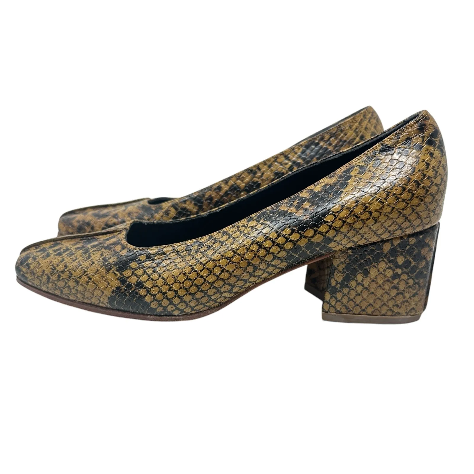 No. 6 Heels Pumps Shoes Snakeskin Leather Square‎ Toe Brown Tan Size US 6 - Image 9