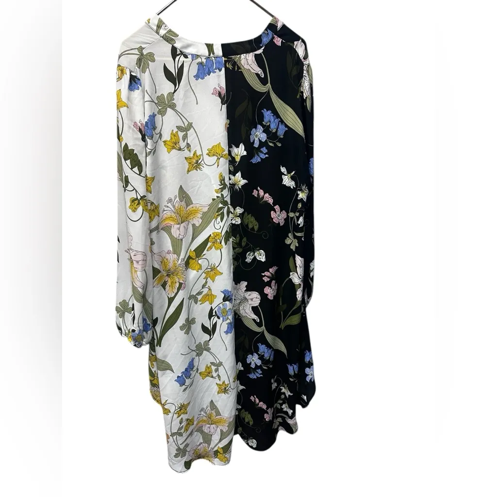 Floral High Low Rouched Blouse XL Unique Black - Image 10