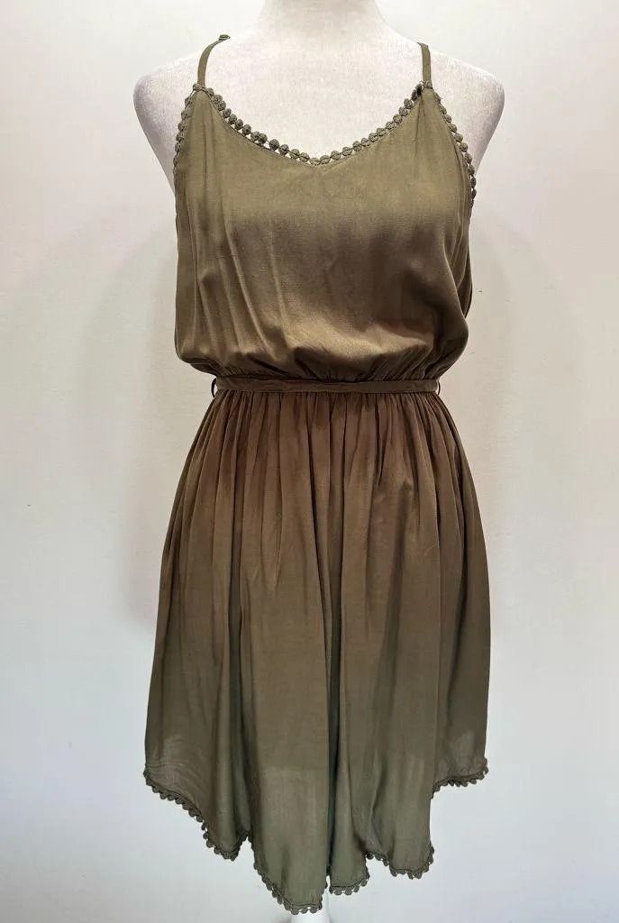 Olive Green Belted Racer Back Dress Ya Los Angeles ModCloth Cottagecore Fairy - Image 2
