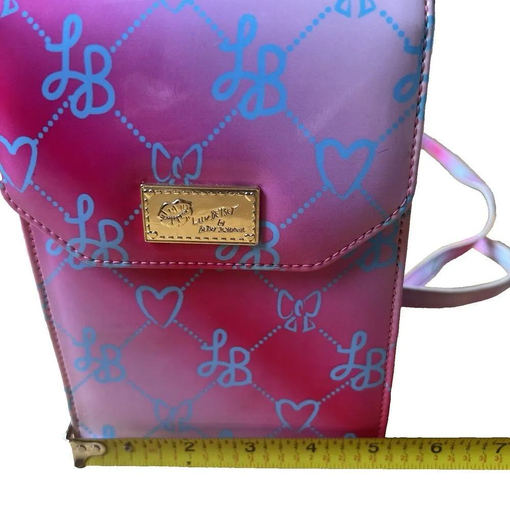 Luv Betsey By Betsey Johnson Crossbody Purse Bag Pink Blue Logo - Image 8