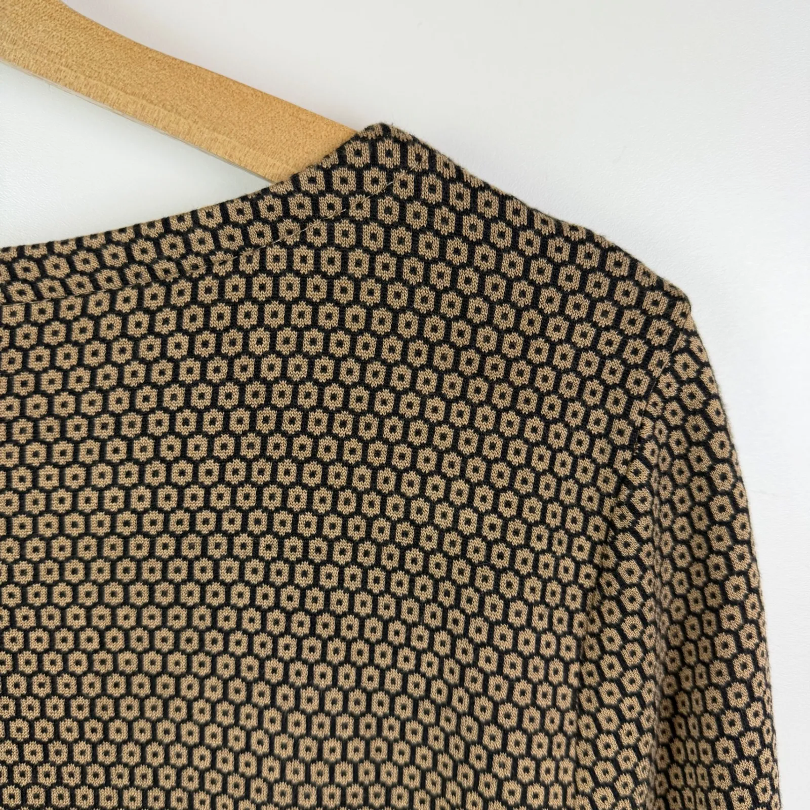 J Jill Ponte Knit Geometric Top Size LP Brown Minimalist Stretch Office Comfy Size L - Image 3