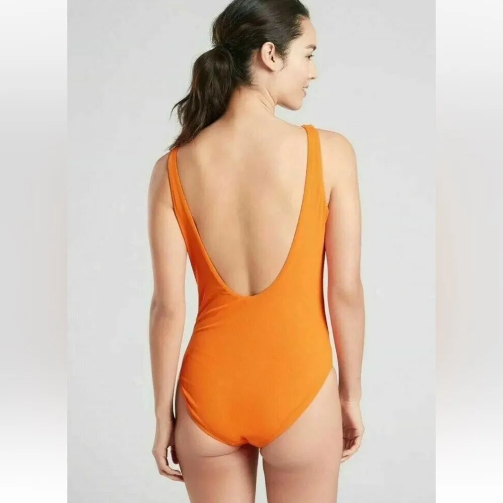 Athleta  Cloudbreak Rib Scoop One Piece, Monarch orange S - Image 3