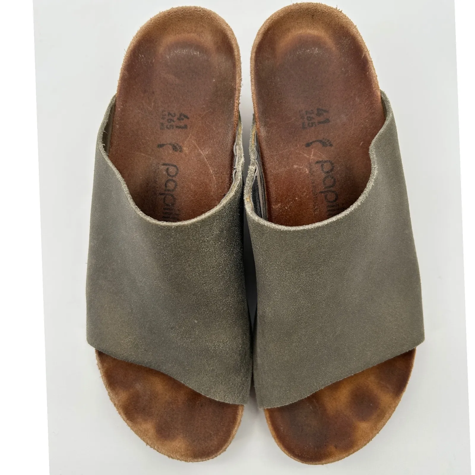 Papillio Birkenstock Namika Metallic Suede Leather Wedge Slide Sandals Size 41 - Image 2