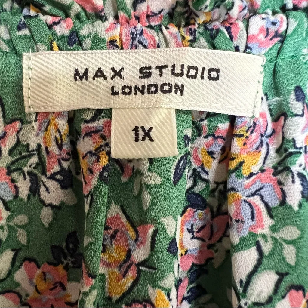 Lot of 2 MAX STUDIO Floral Flutter Sleeve Top Crepe Popover Plus Sz 1X Preppy - Image 12