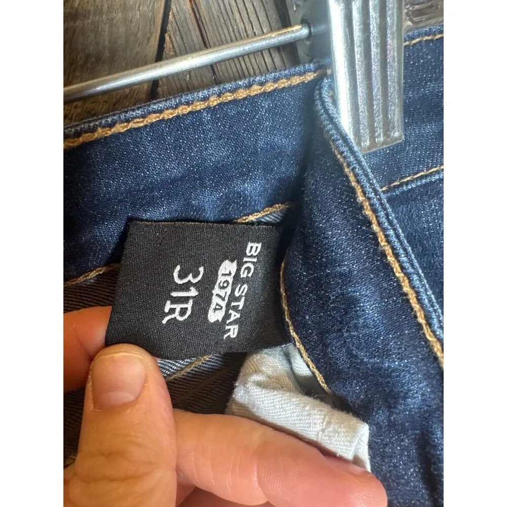 Big Star Flare Jeans Size 31R Dark Wash Stretch Denim 29” Inseam - Image 5