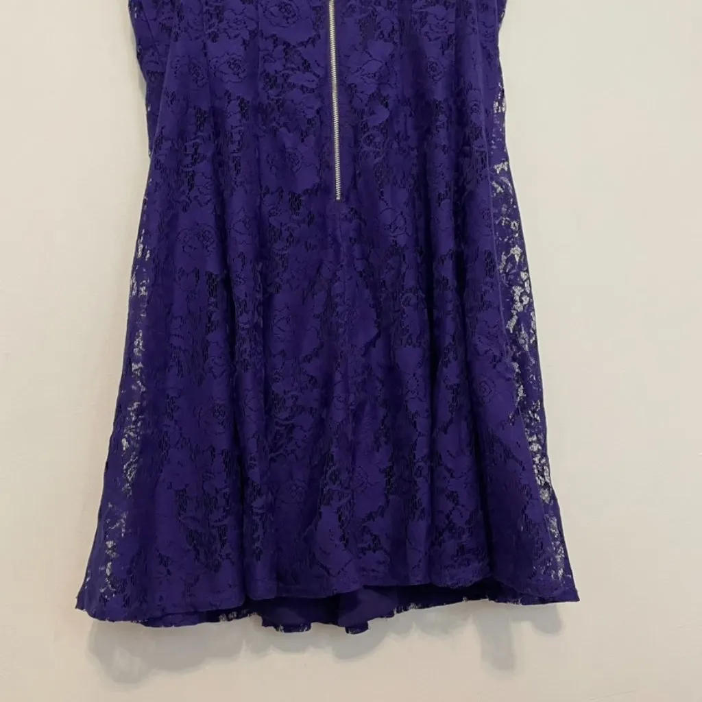 DANNY & NICOLE Sleeveless Lace Fit & Flare Dress Dark Purple Party Wedding Work - Image 14