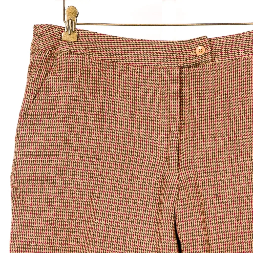 Harve Benard VTG Houndstooth Pants 12 Womens Wool 70s Brown Red Retro Costume - Image 2