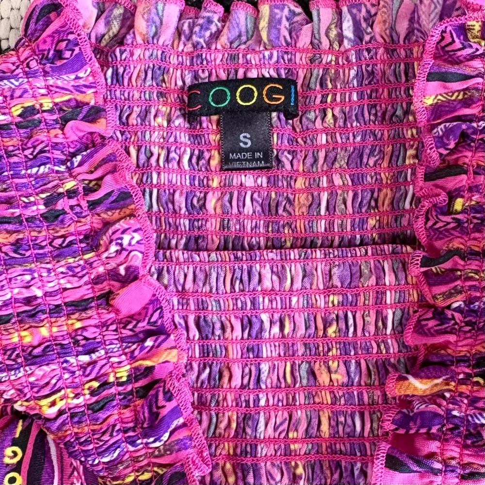 COOGI Multicolor Smocked Strapless Maxi Dress Small - Image 8