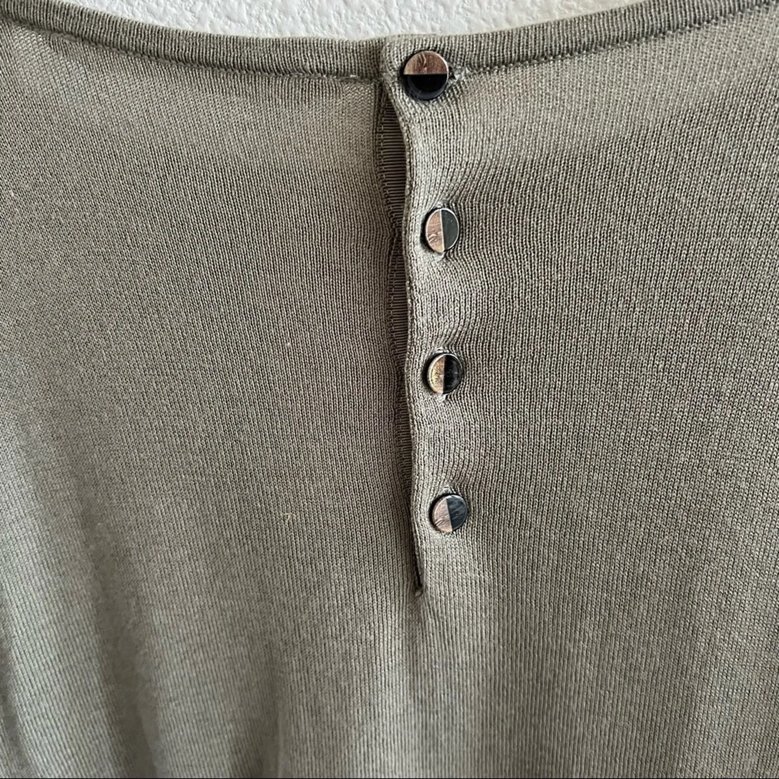 Soft Surroundings Go Lively Button Back Sweater Silk Blend Bay Leaf Large - Image 7