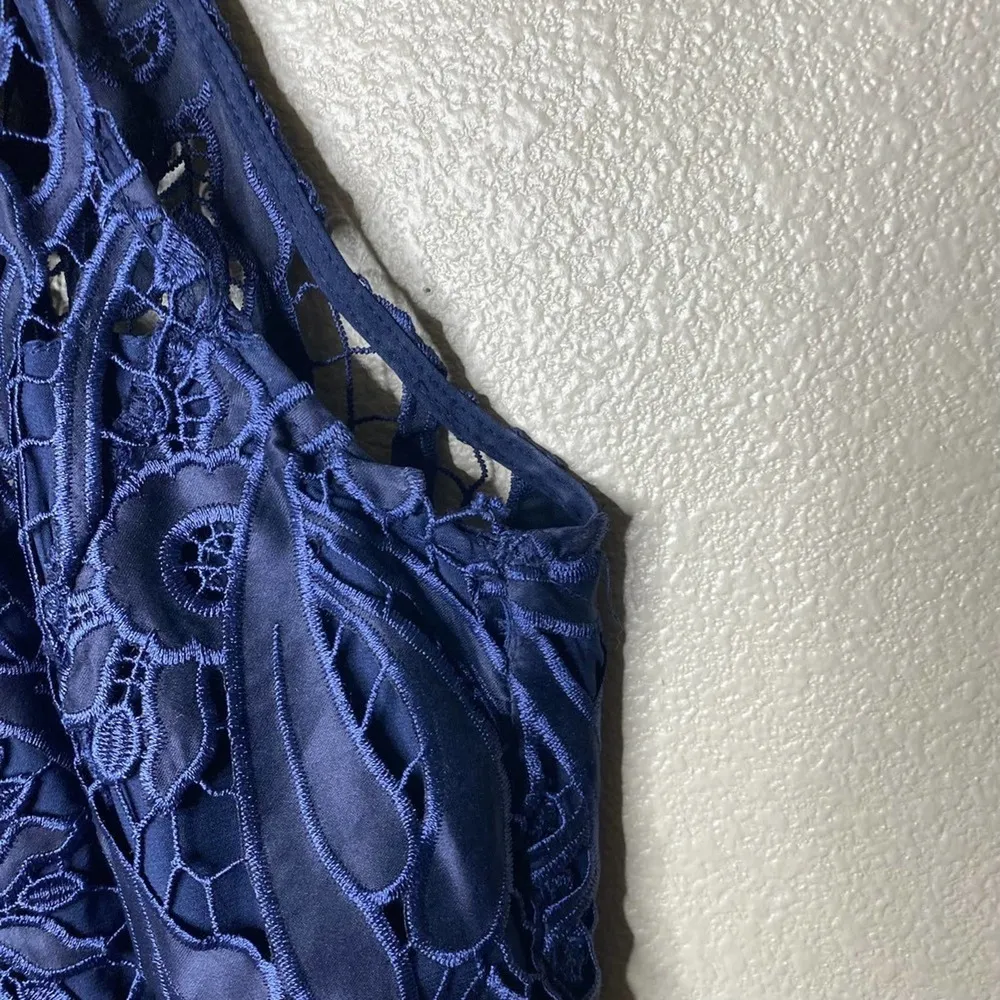 Bardot Floral Lace Halter Navy Blue Pencil Sheath Dress Cocktail Formal Size 4 - Image 5