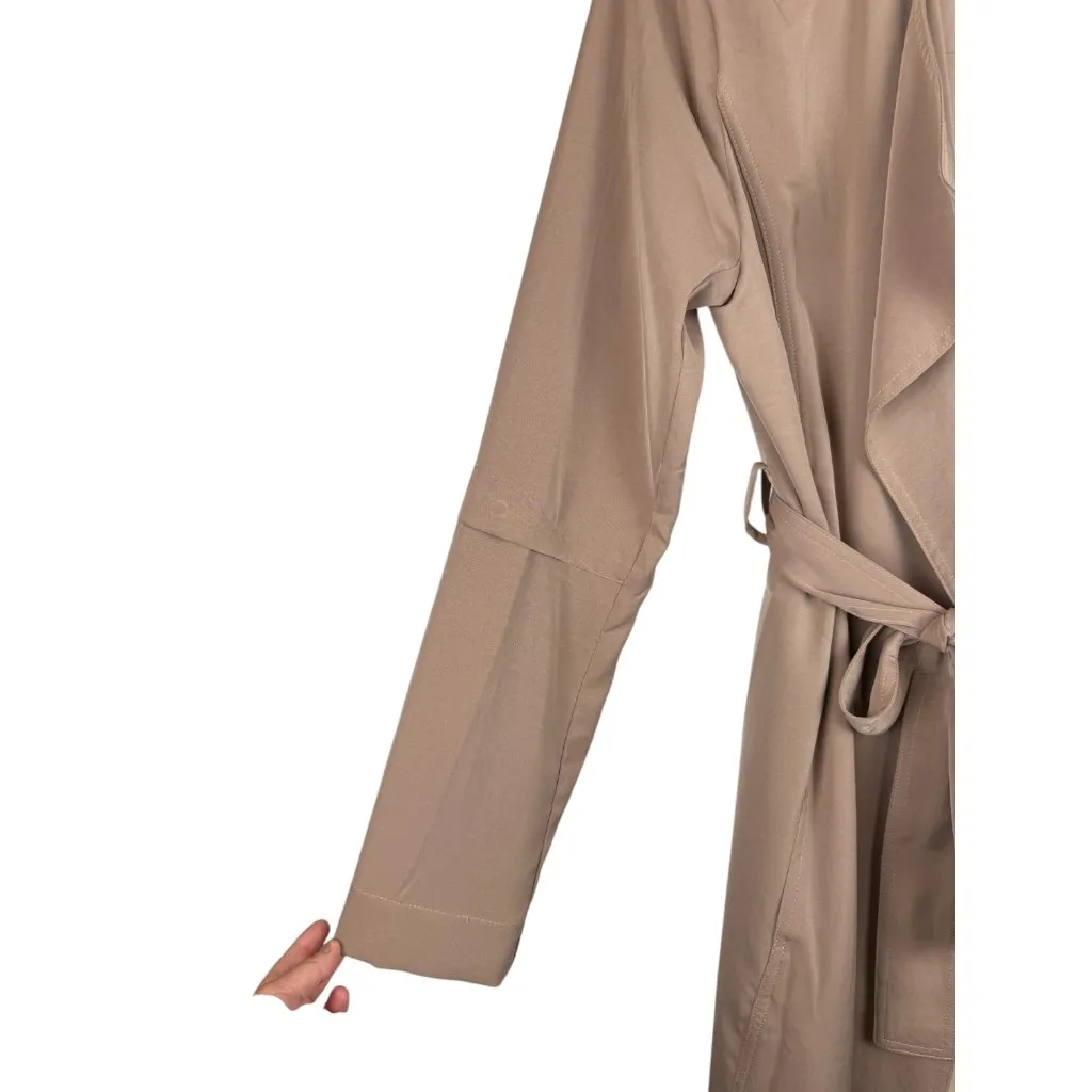 Modern Citizen Tan Light Weight Open Front Trench Coat Tie Front & Pockets - S - Image 3