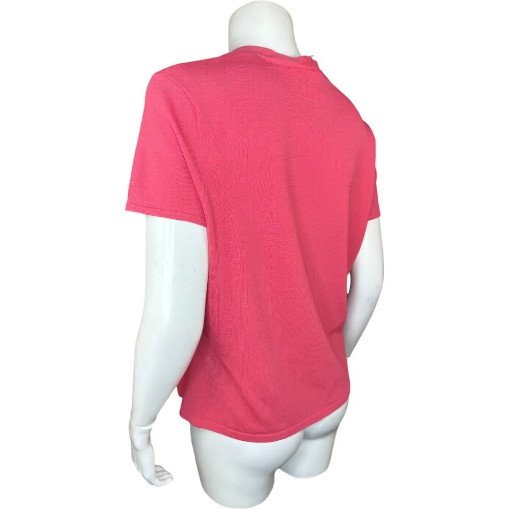 Talbots Large Petite Womens Salmon Pink Short Sleeve Stretch Top NWT - Image 4