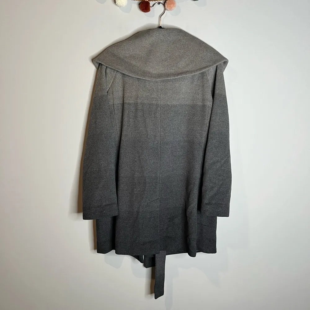 Calvin Klein grey ombré belted cowl neck coat - Image 5