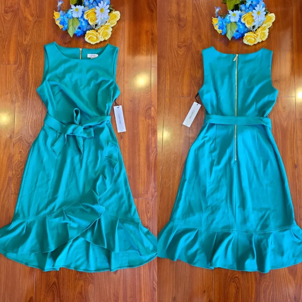 Calvin Klein Green High Low Dress Size 8 - Image 2