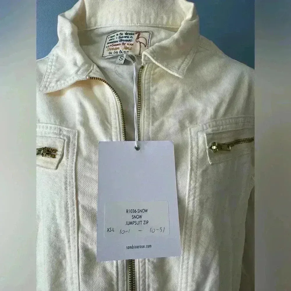 NWT Free People Sandrine Rose Coveralls Denim Jumpsuit ~ Snow ~ Small - Image 4