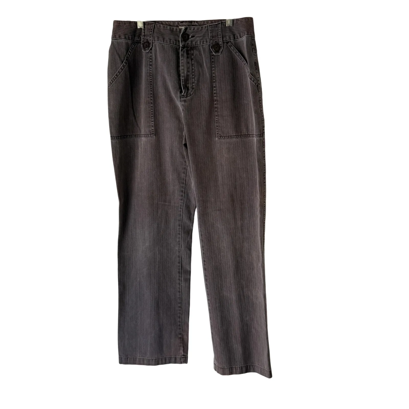 St Johns Bay Pants Vintage Womens 8 Brown Straight Leg Button Tab Pockets Casual - Image 2