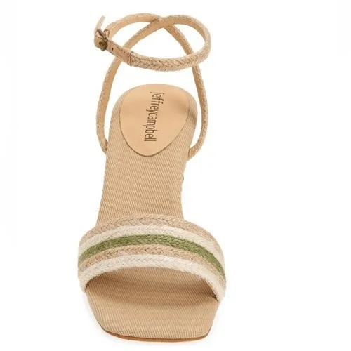 Jeffery Campbell Women's‎ Sailboat Wedge Jute Sandals, Tan/Green, Size 9, NWT - Image 4